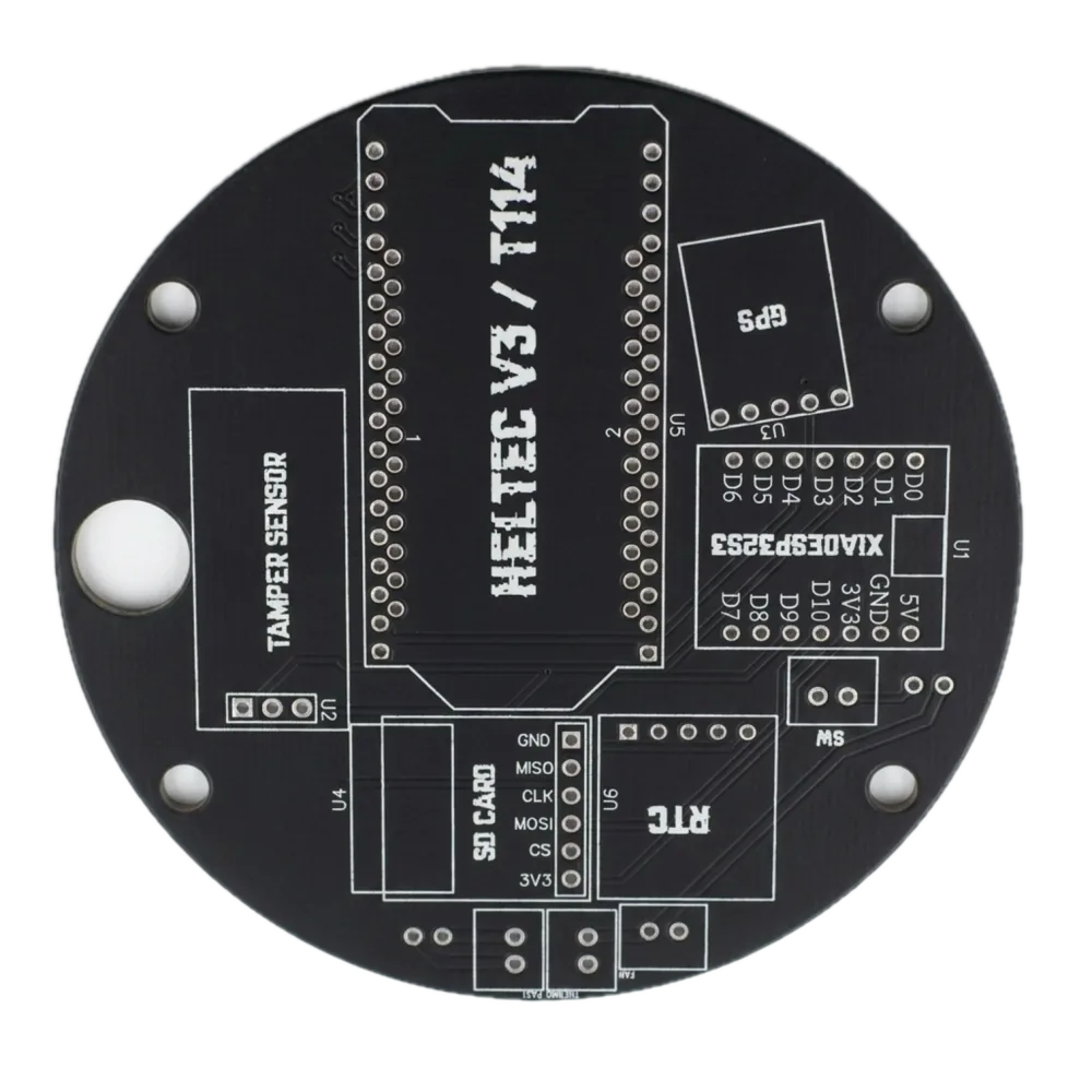AntiHunter DIGI node board, bare 82 mm PCB with silkscreen
